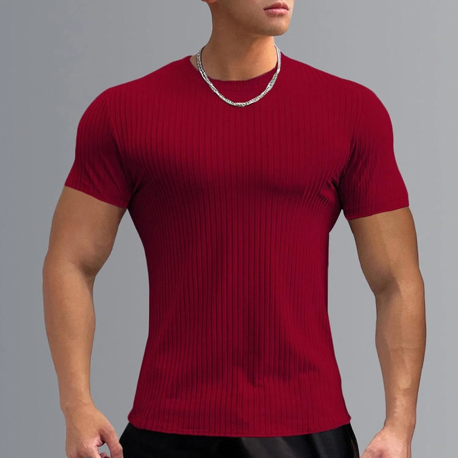 Мужская футболка с круглым вырезом Basic, Red — фото 2