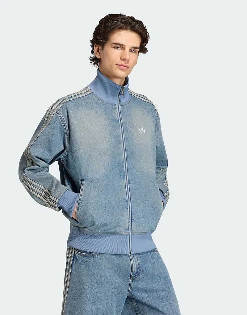 Куртка спортивная джинсовая Firebird Adicolor Adidas Originals, выстиранный синий деним