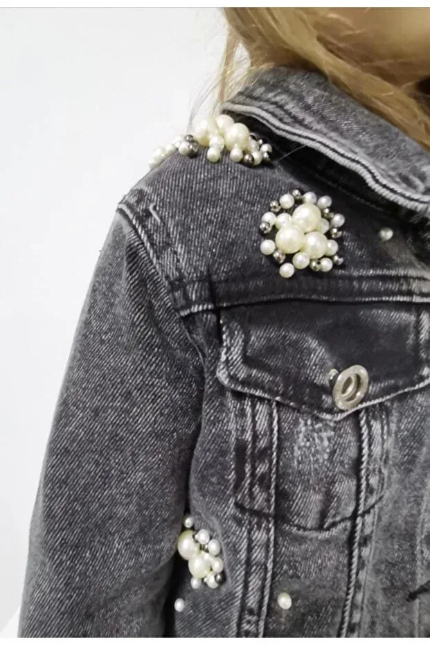 Джинсовая куртка с жемчужной отделкой Tunay Moda — фото 3