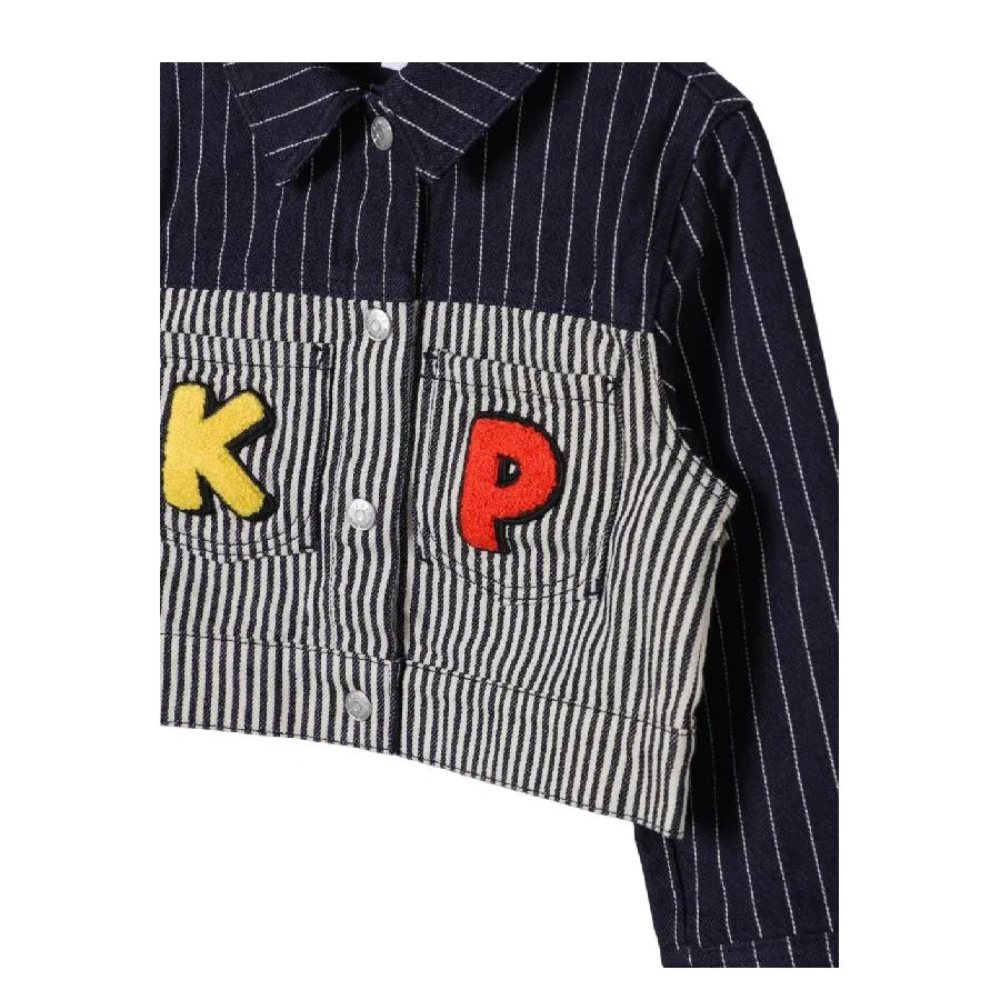 Детская джинсовая куртка с полосатым принтом Kids Striped Cotton Denim Jacket Kenzo, Blue — фото 3