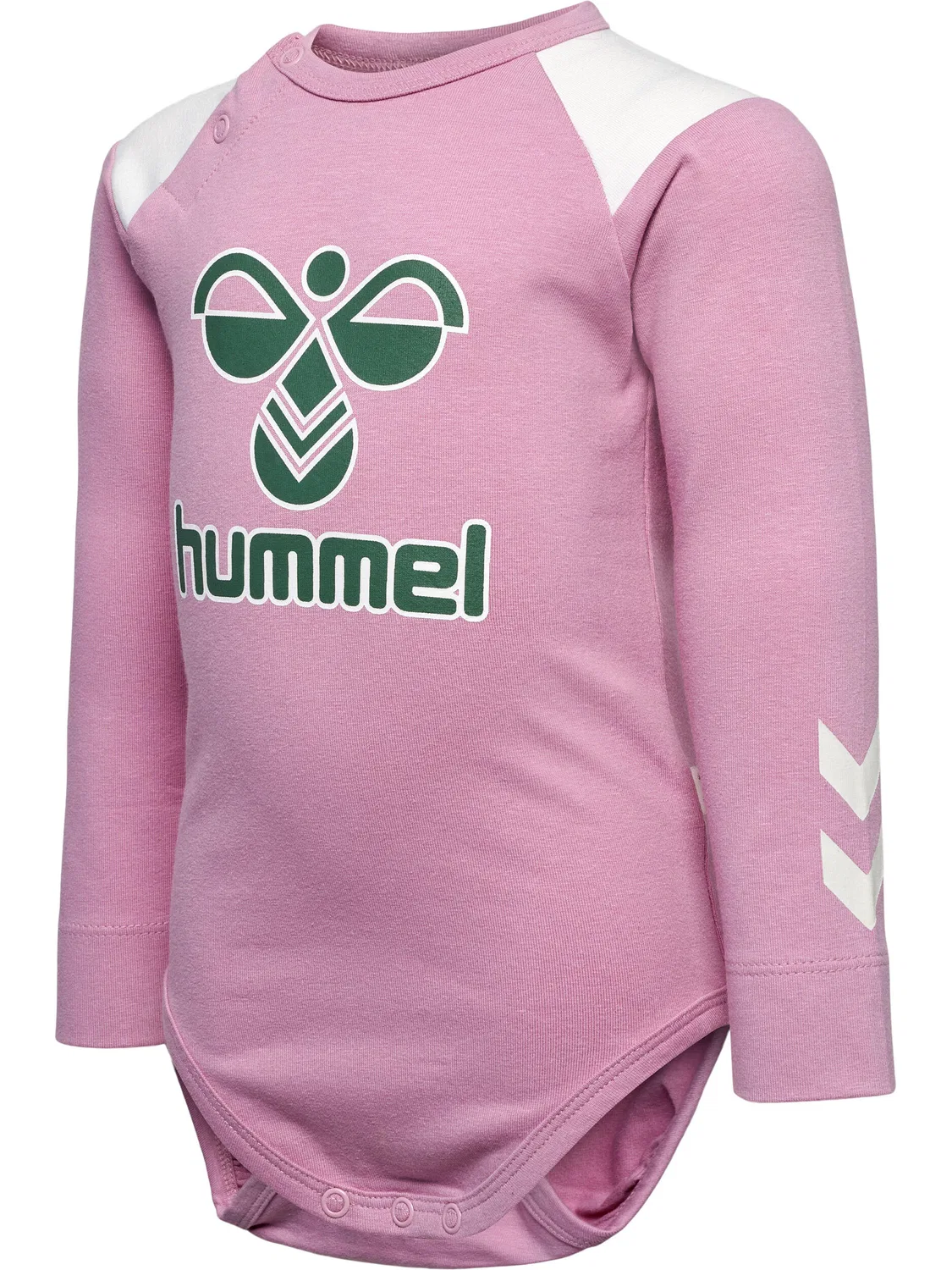 Детский хлопковый боди-комбинезон с длинным рукавом Hmldevon Hummel, Rosa Pastellrosa Bonbonrosa