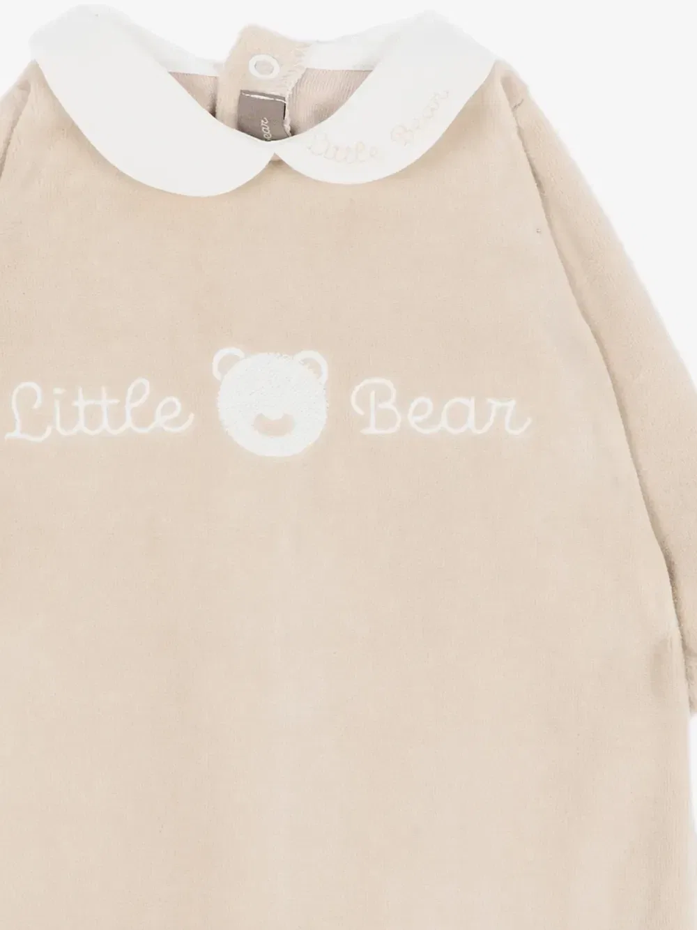 Пижама с воротником Питер Пэн и вышитым логотипом Little Bear, бежевый — фото 3