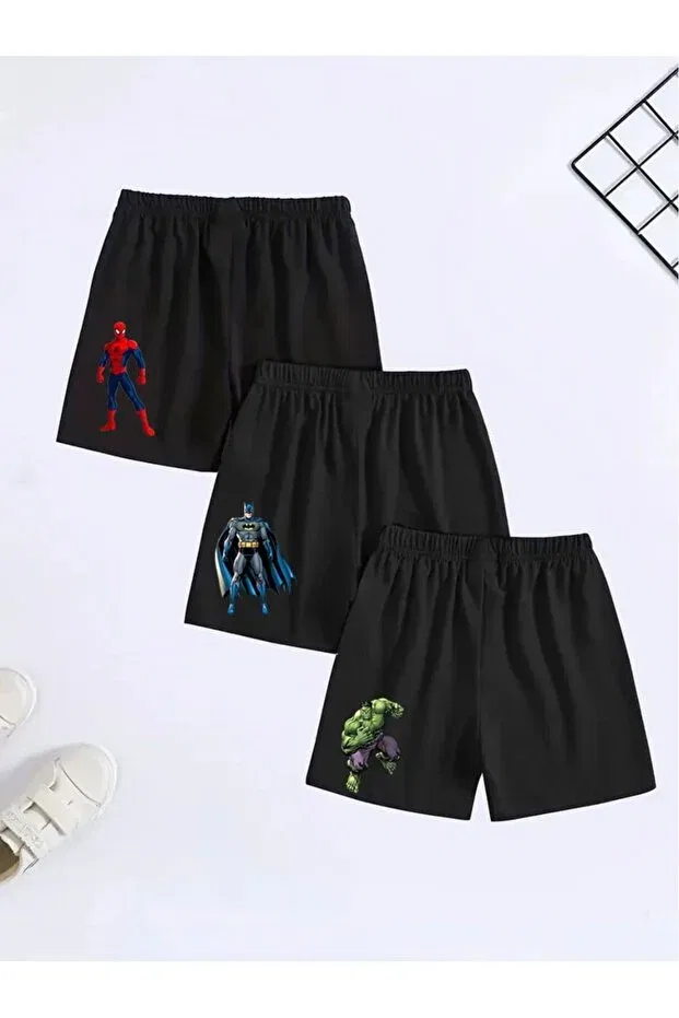 Детские шорты для мальчиков с принтом Care Uygunmoda, Black