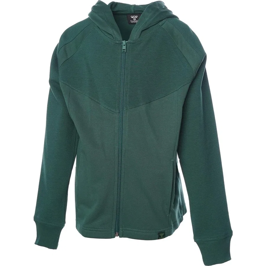 Детский свитшот с капюшоном и молнией Hummel Hmleluf Zip, Зеленый — фото 2