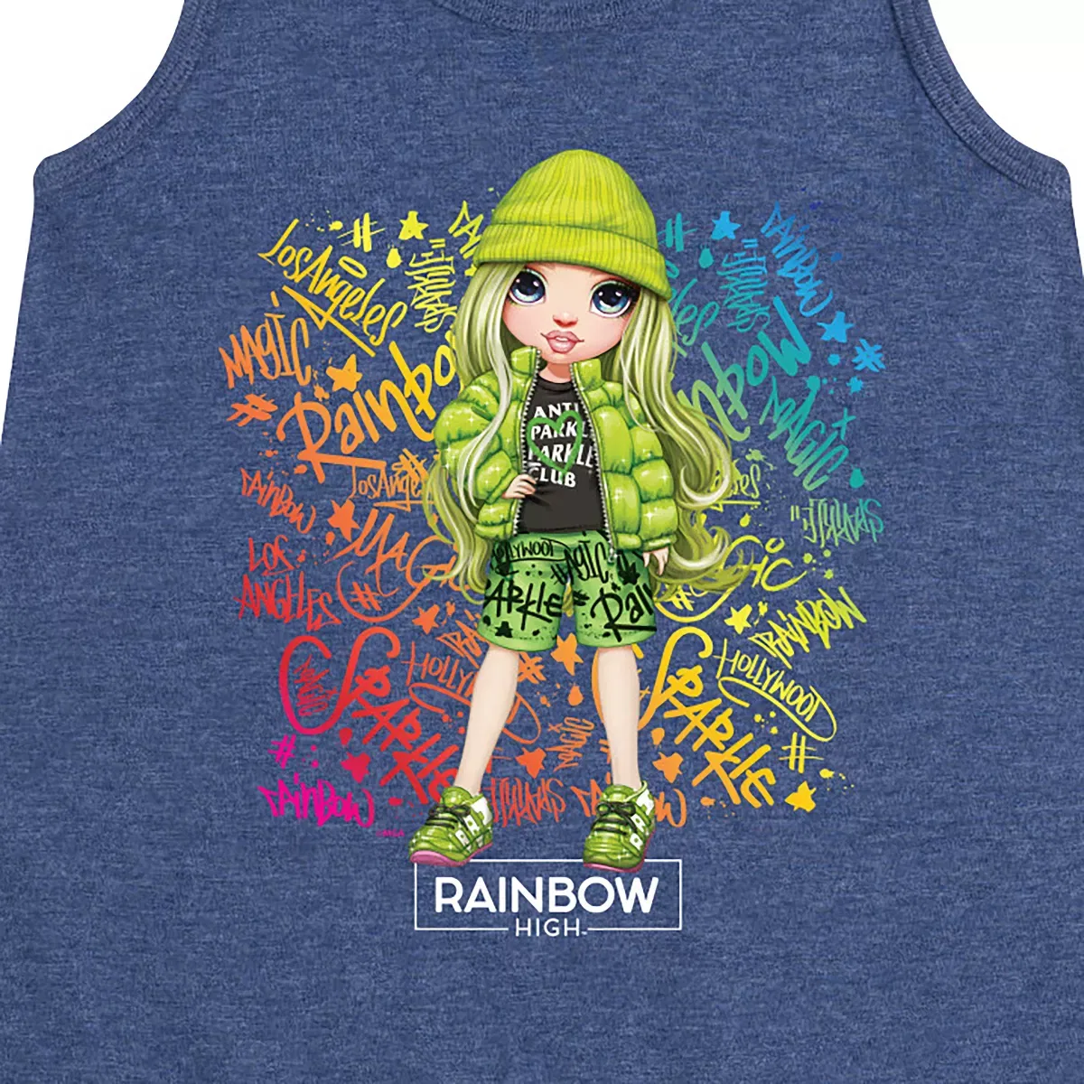 Детское платье-трапеция для девочек без рукавов Rainbow High Rainbow Graffiti, Heather Navy — фото 2