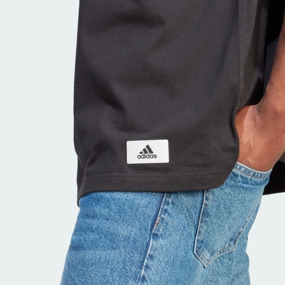 Мужская свободная футболка Lounge T-Shirt adidas, Black — фото 3
