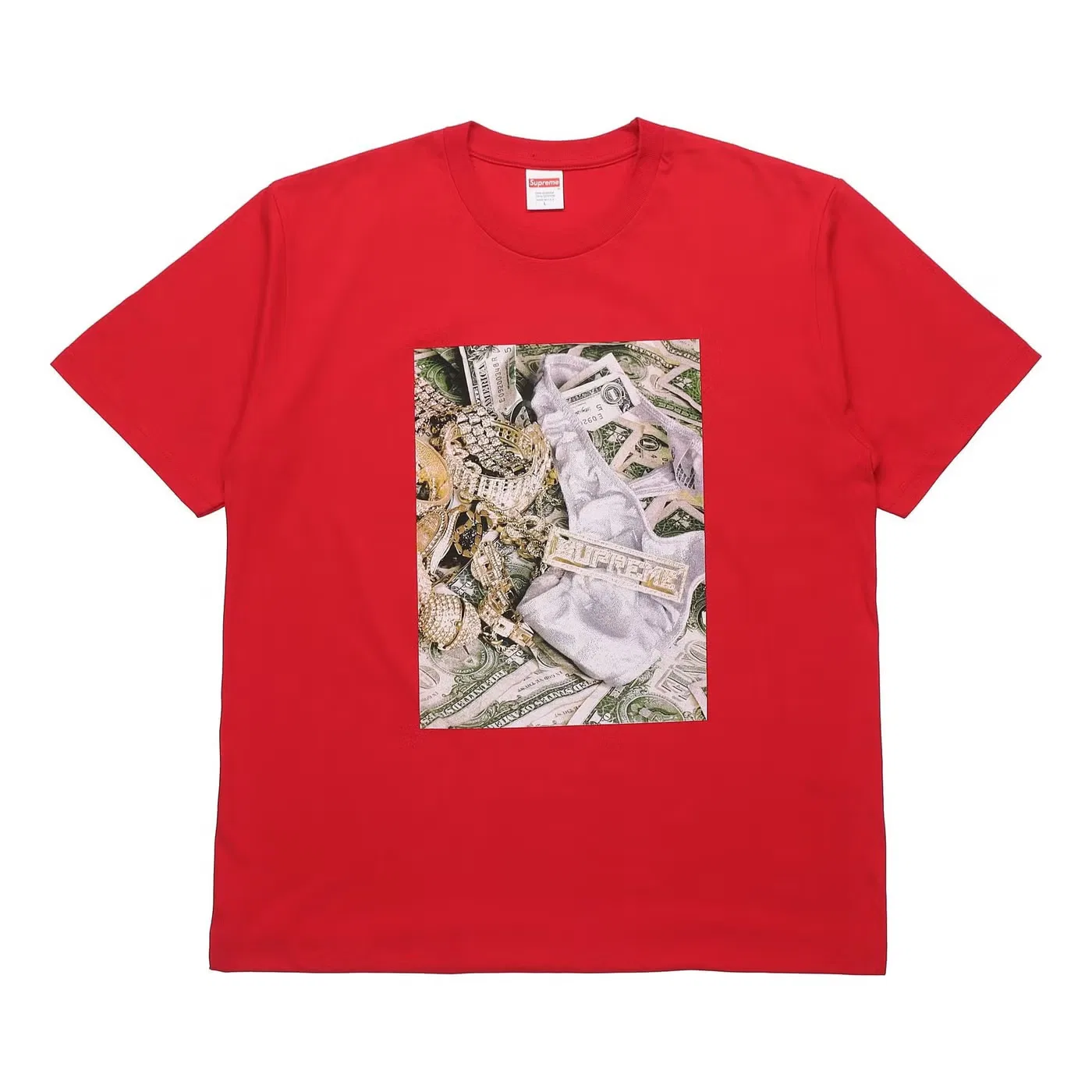 Футболка с принтом Bling Tee Money Printing Supreme, красный