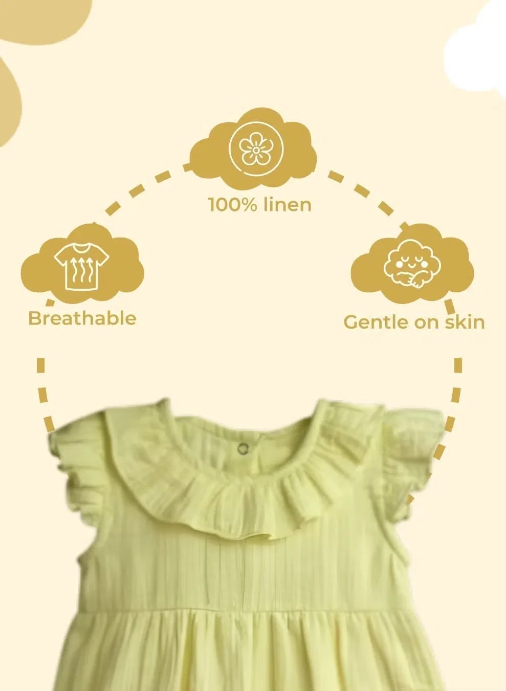 Платье с оборками для малышки, модель Frock, Luay, бледно-желтый — фото 4