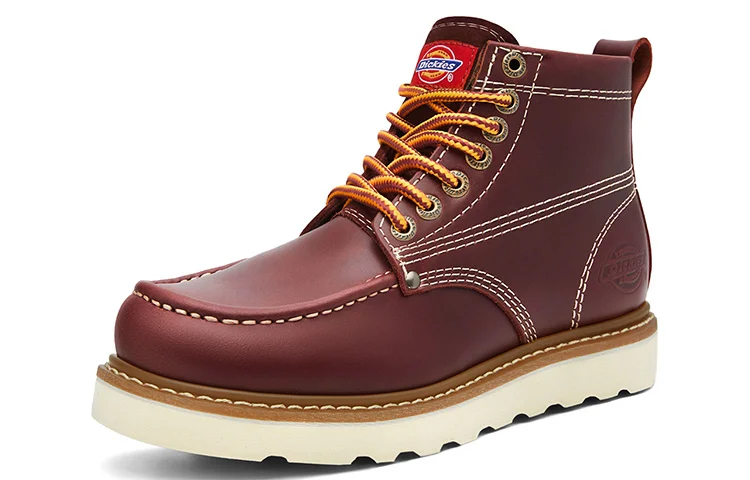 Мужские ботинки Dickies Martin кожаные с прострочкой и флисовой подкладкой, темно-красный — фото 2