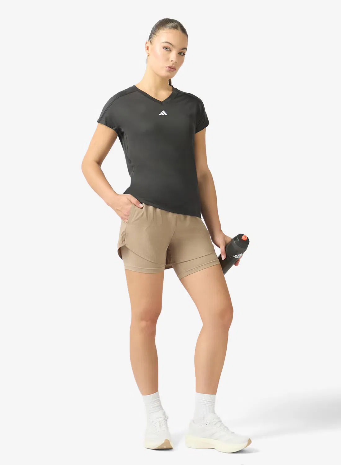 Шорты тренировочные с внутренними тайтсами Aeroready Made For Training Minimal Adidas, коричневый — фото 2