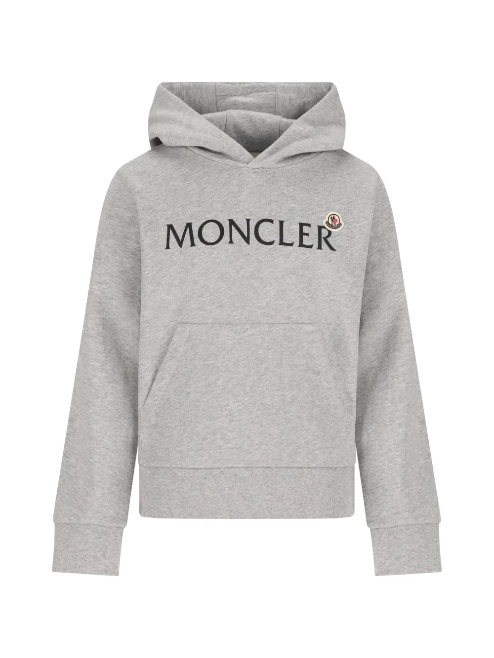 Худи с принтом логотипа и карманом-кенгуру Moncler Enfant, серый