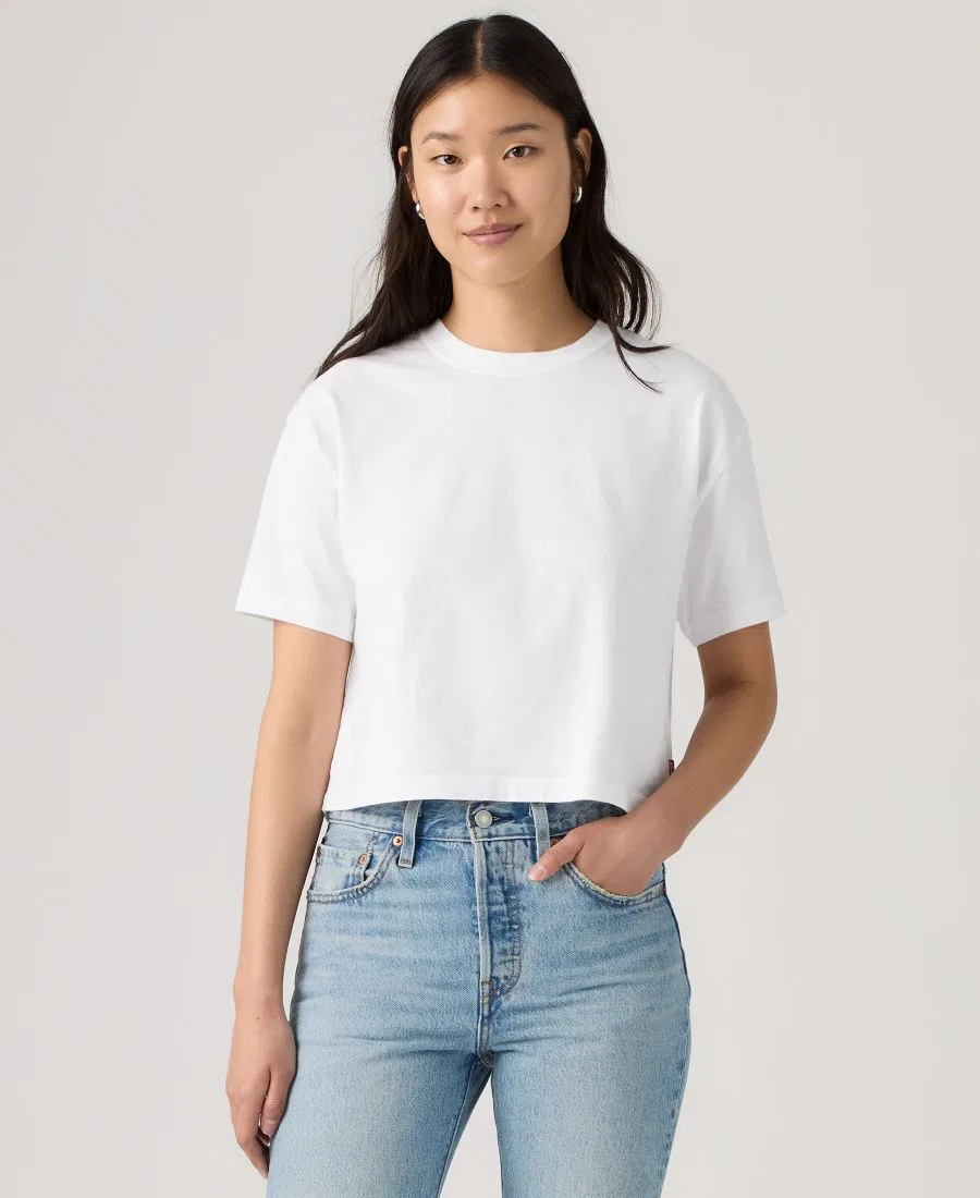 Женская футболка с круглым вырезом, укороченная Levi's, Bright White