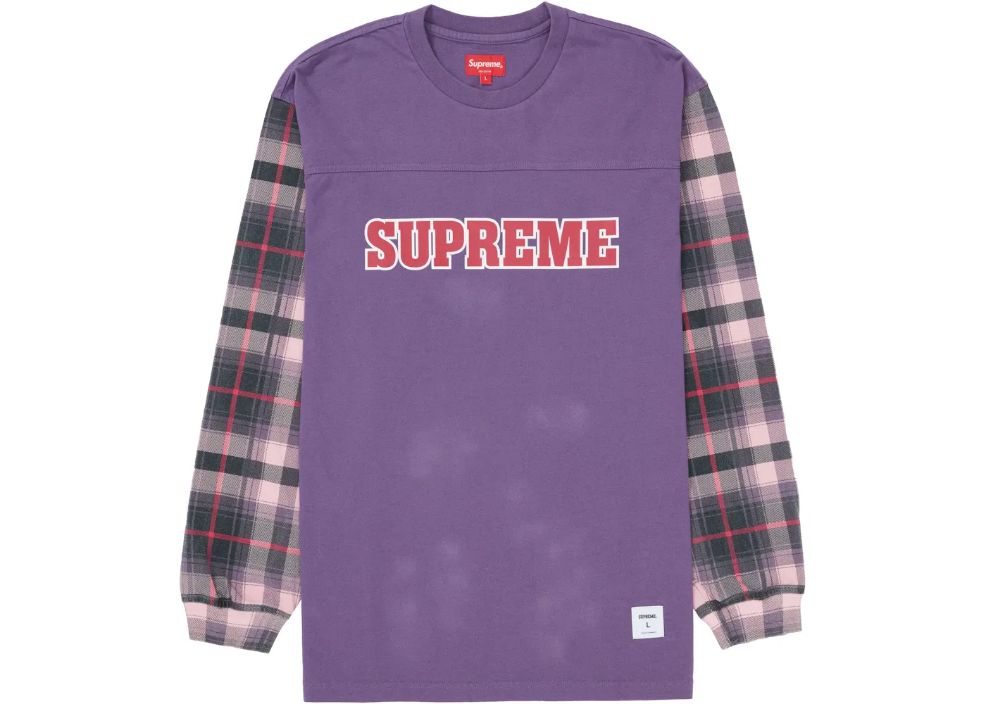Мужская футболка с длинным рукавом Supreme Plaid Sleeve L/S Tee, Dusty Purple