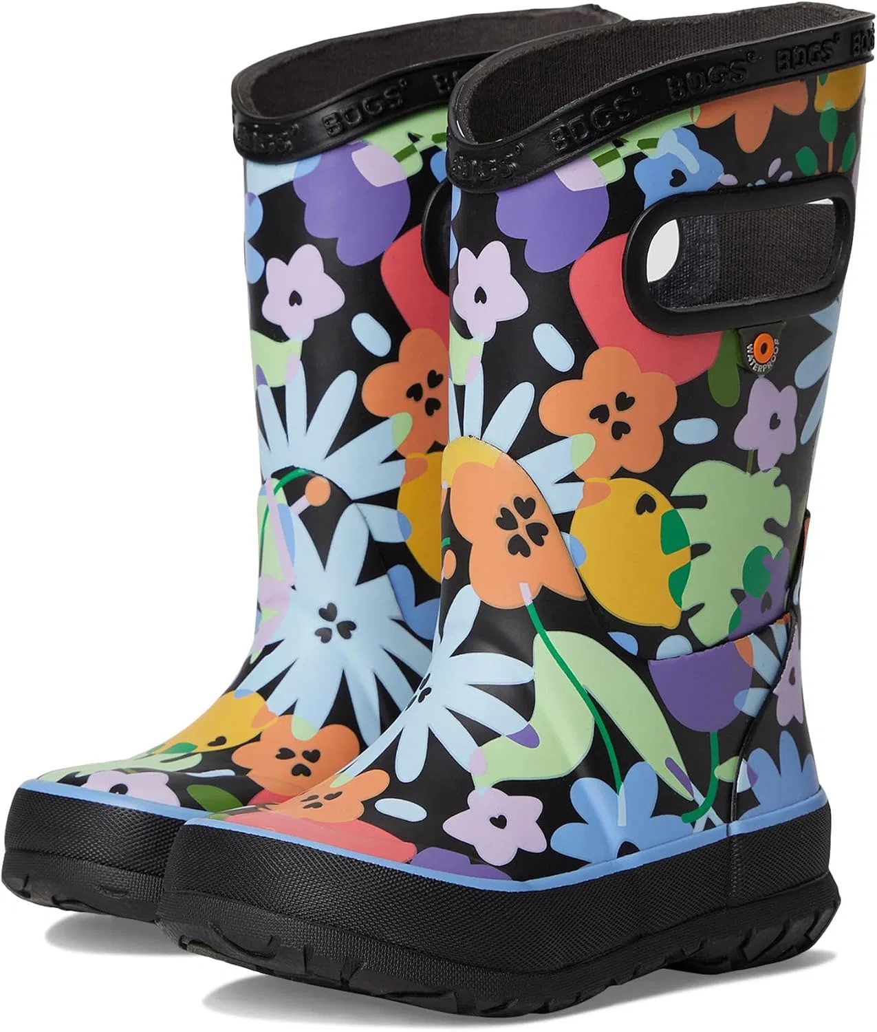 Детские сапоги дождевые с принтом Overlap Flowers BOGS, Black Multi