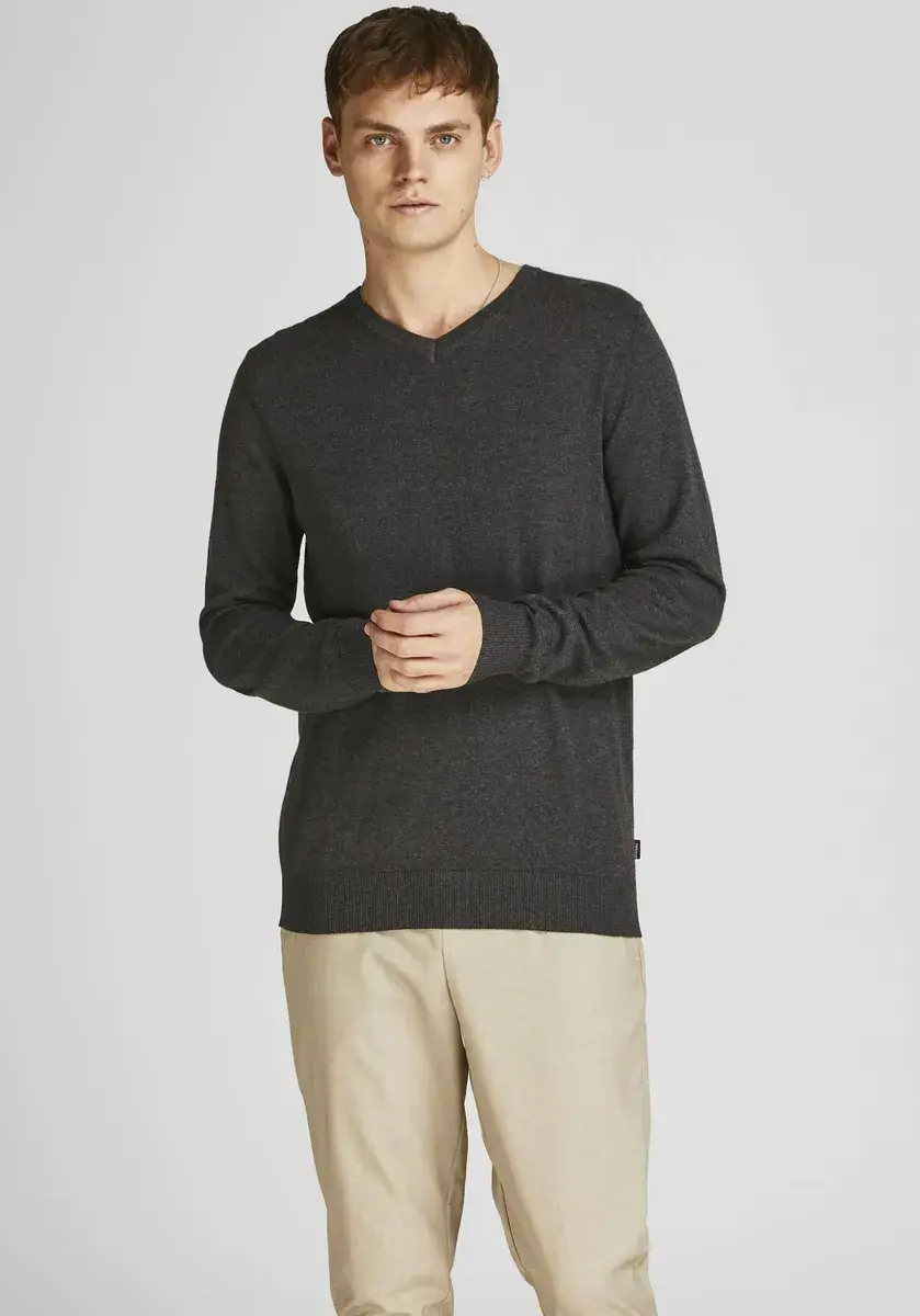 

Свитер Jack & Jones с V-образным вырезом "EMIL KNIT V-NECK", цвет Dunkelgrau-Meliert