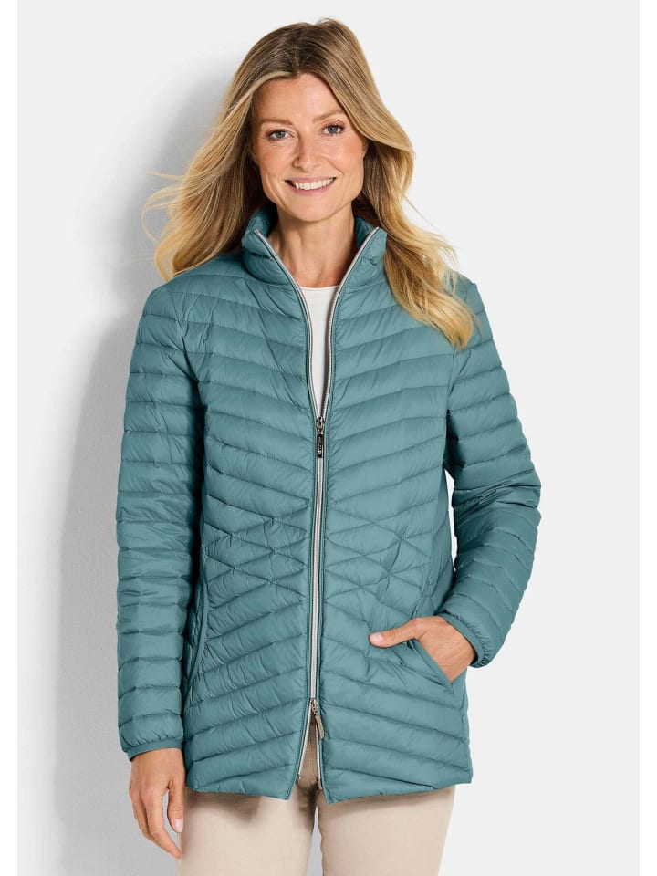 

Стеганая осенняя куртка на пуху с воротником-стойкой, серо-зеленого цвета. GOLDNER