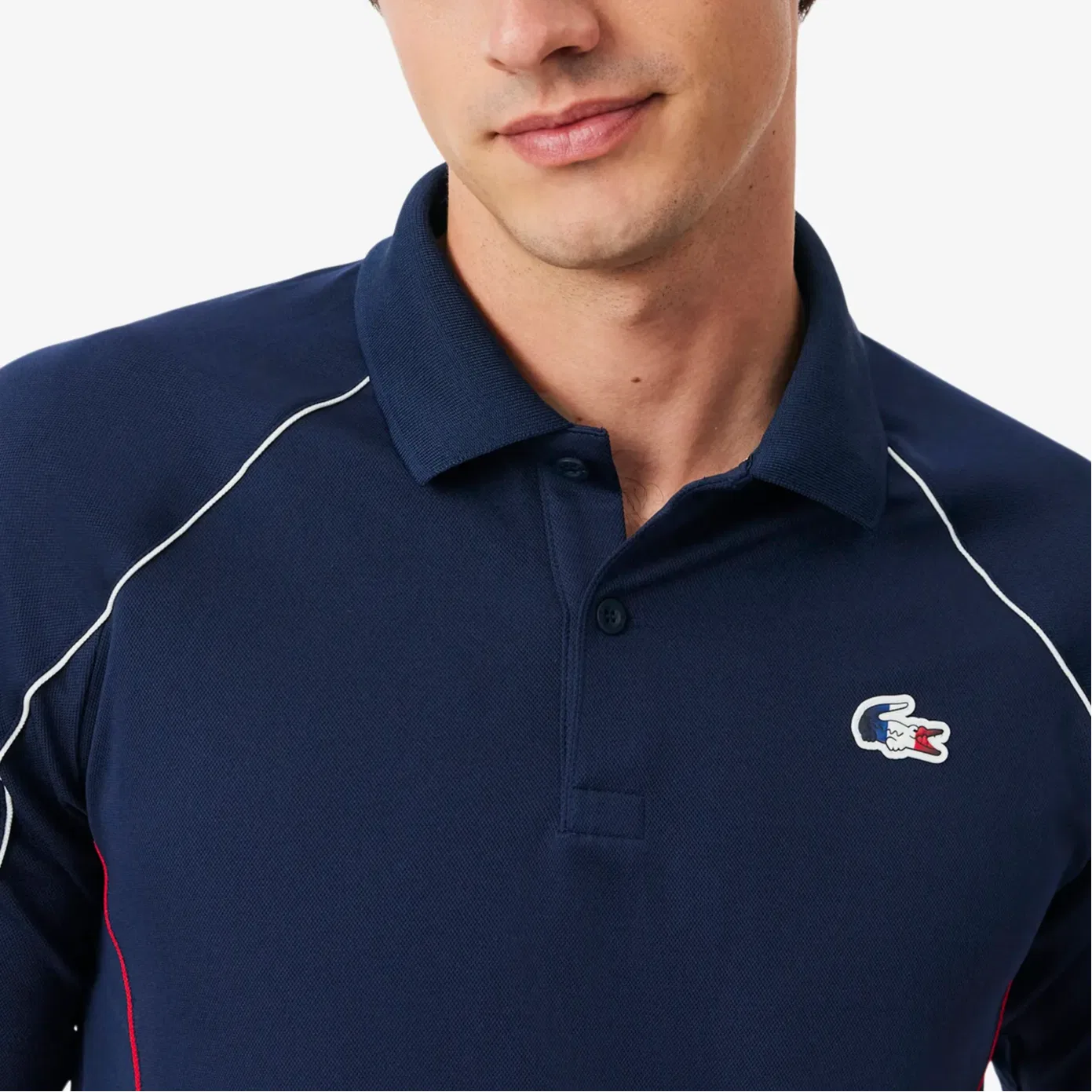 Мужское поло Lacoste с коротким рукавом, классическое, темно-синий — фото 4