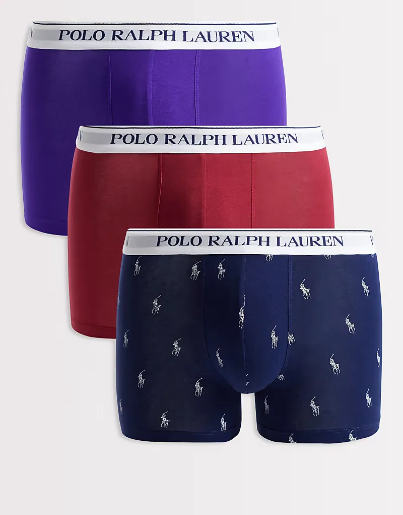 Боксеры-брифы с логотипом по всей поверхности 3 шт Polo Ralph Lauren, фиолетовый