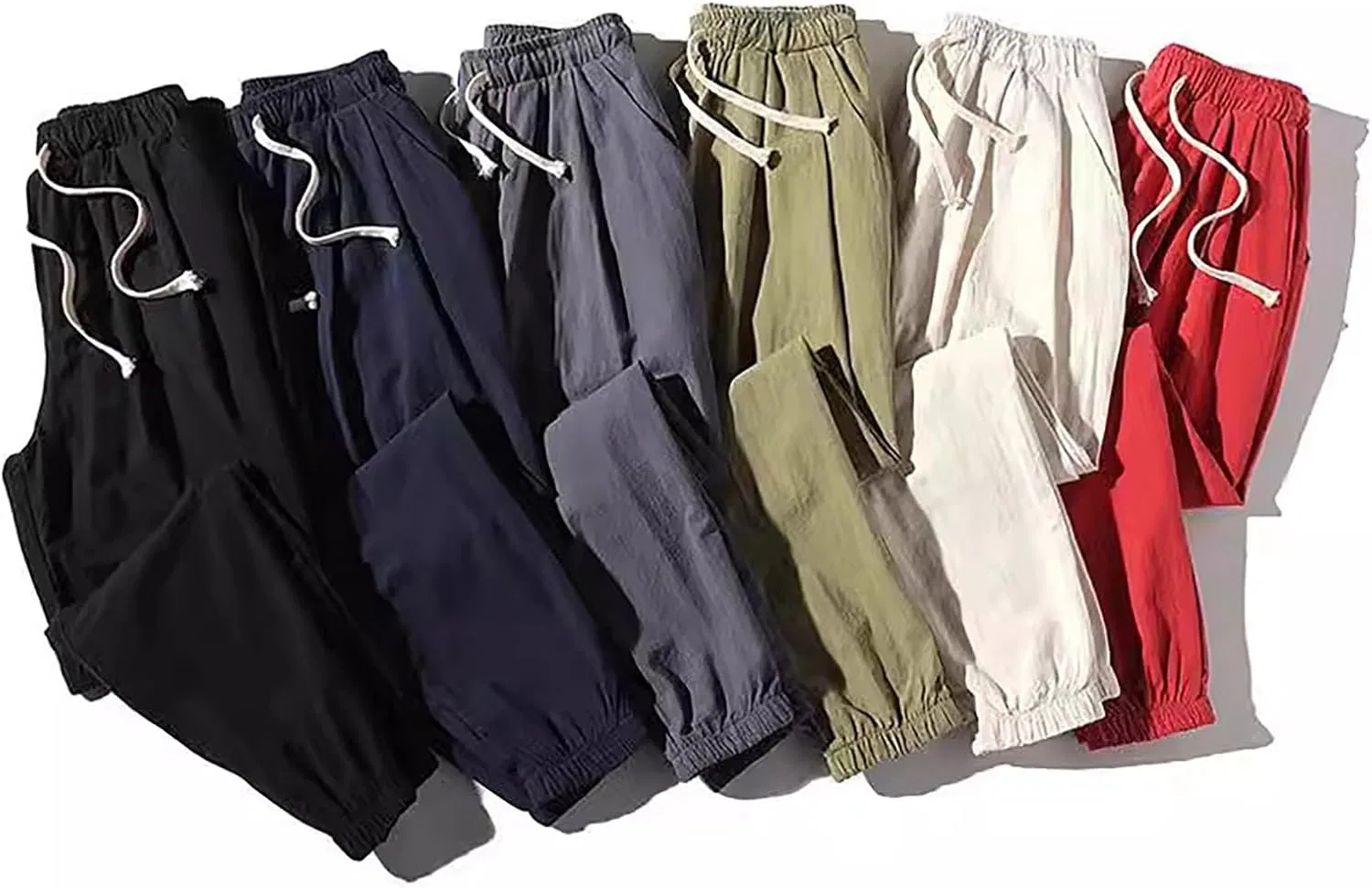 Мужские брюки из хлопка и льна с эластичным поясом, Lightweight — фото 2