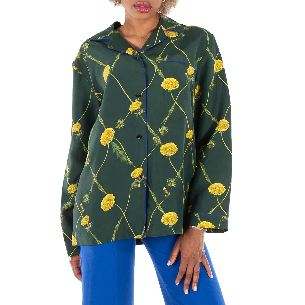 Пижамная рубашка из шелка с принтом одуванчиков Dandelion-Print Silk Pyjama Shirt Burberry, Ivy Ip Pattern