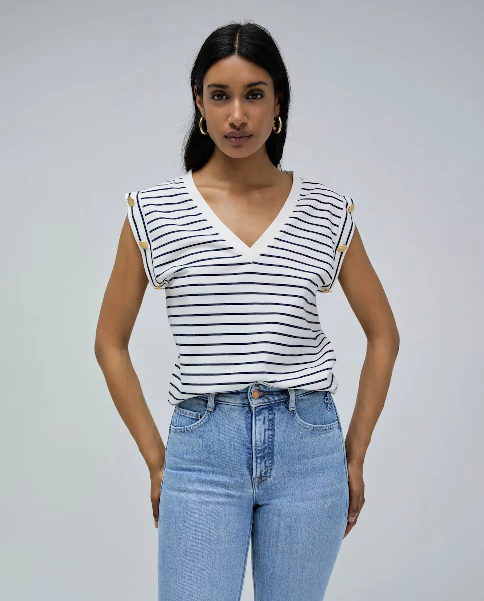 

Женская футболка без рукавов в полоску Salsa Jeans, цвет Crema