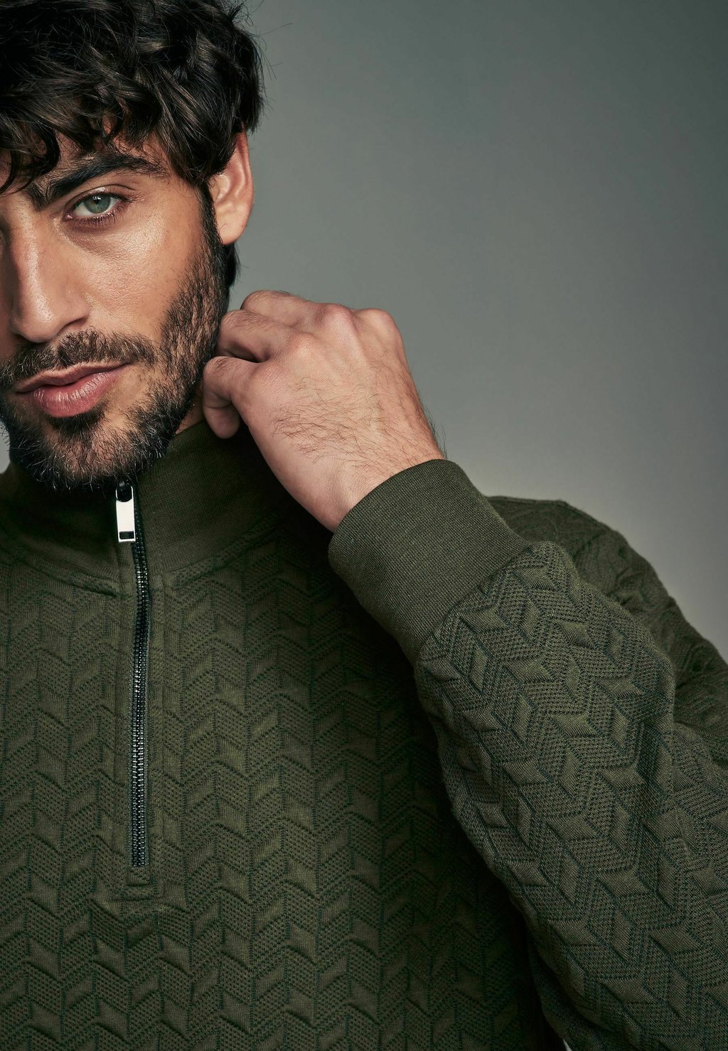 

Джемпер ZIP NECK FIT TEXTURE Next, зеленый