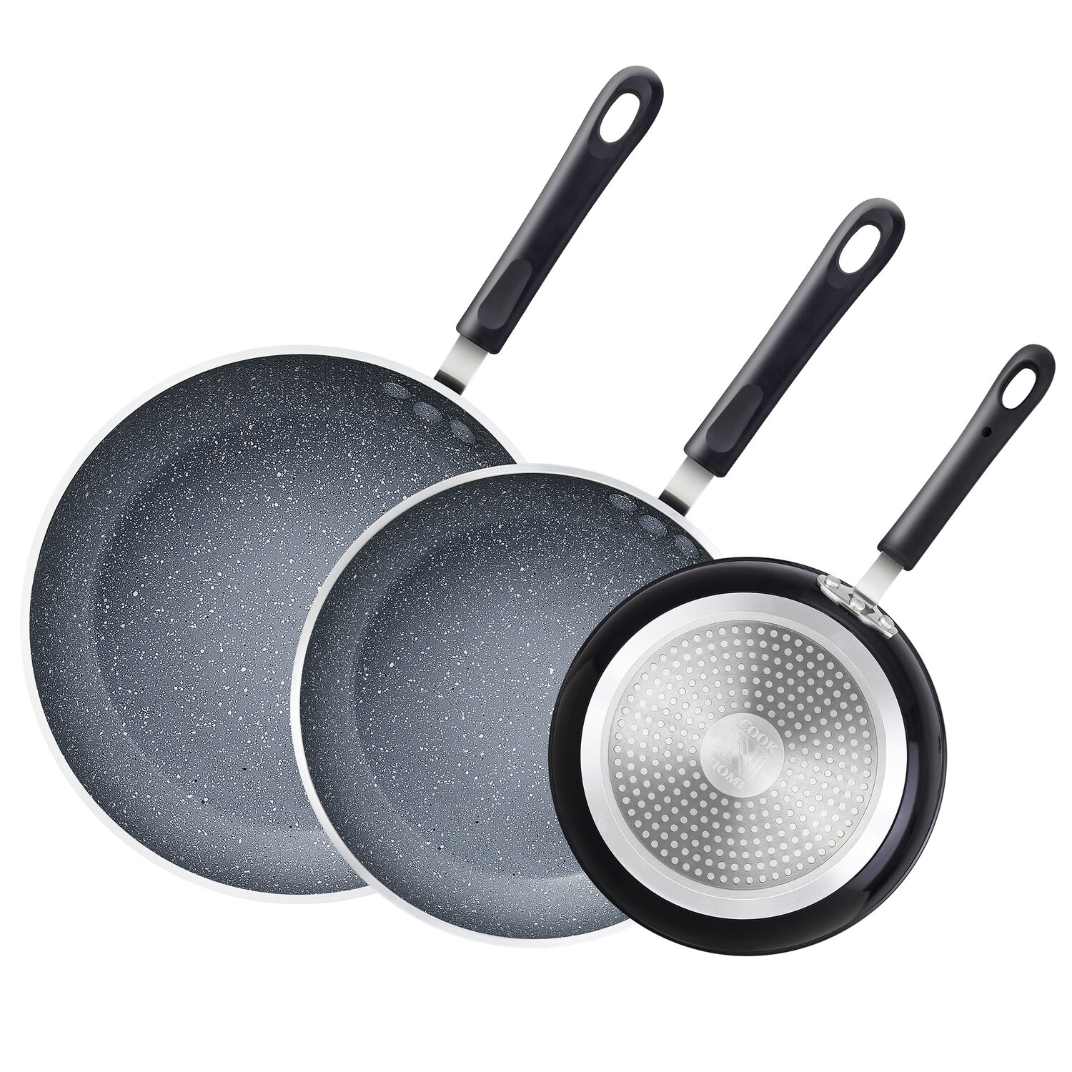 

Набор сковородок с антипригарным покрытием для индукционных плит Cook N Home 3 шт (8/10/12 дюймов), черный