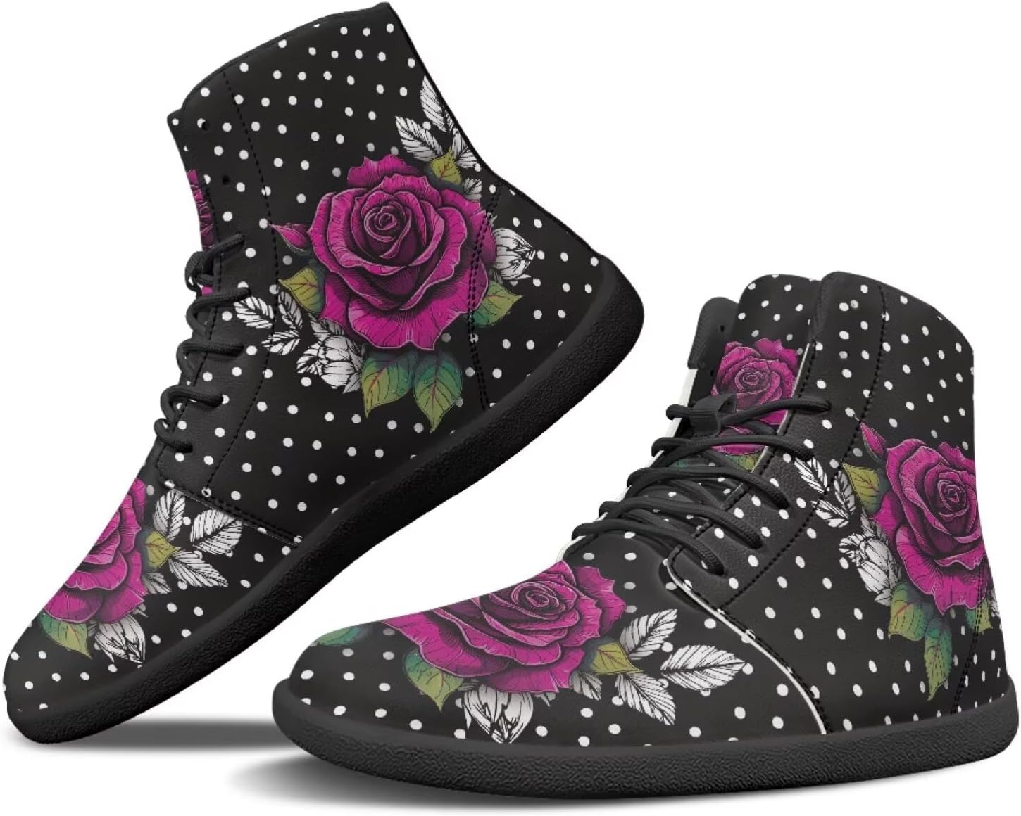 

Женские и мужские босоногообразные ботинки Binienty, широкая полнота, модные кроссовки на шнуровке, минималистичные обувь с нулевым перепадом, уличная обувь, Polka Dot Rose