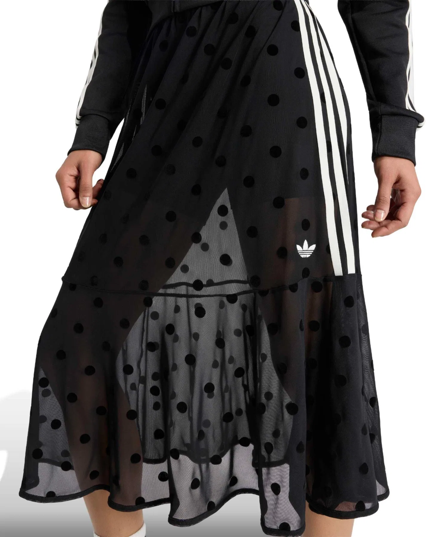 Женская юбка в горошек adidas SHEER чёрная — фото 4