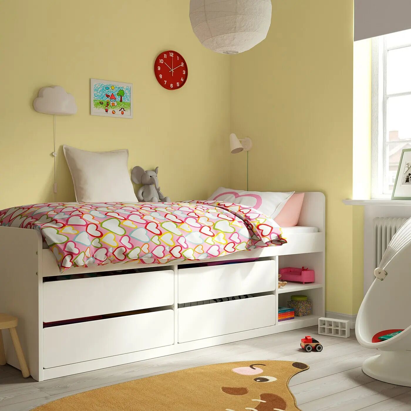 Каркас кровати с местом для хранения вещей + реечное дно SLÄKT IKEA, 90x200 см, белый — фото 2