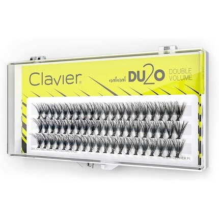 Искусственные ресницы Clavier в пучках Du2o Double Volume 20 ресниц в пучке разной длины от 8 до 14 мм Ультраобъем для идеального взгляда 9 мм — фото 2