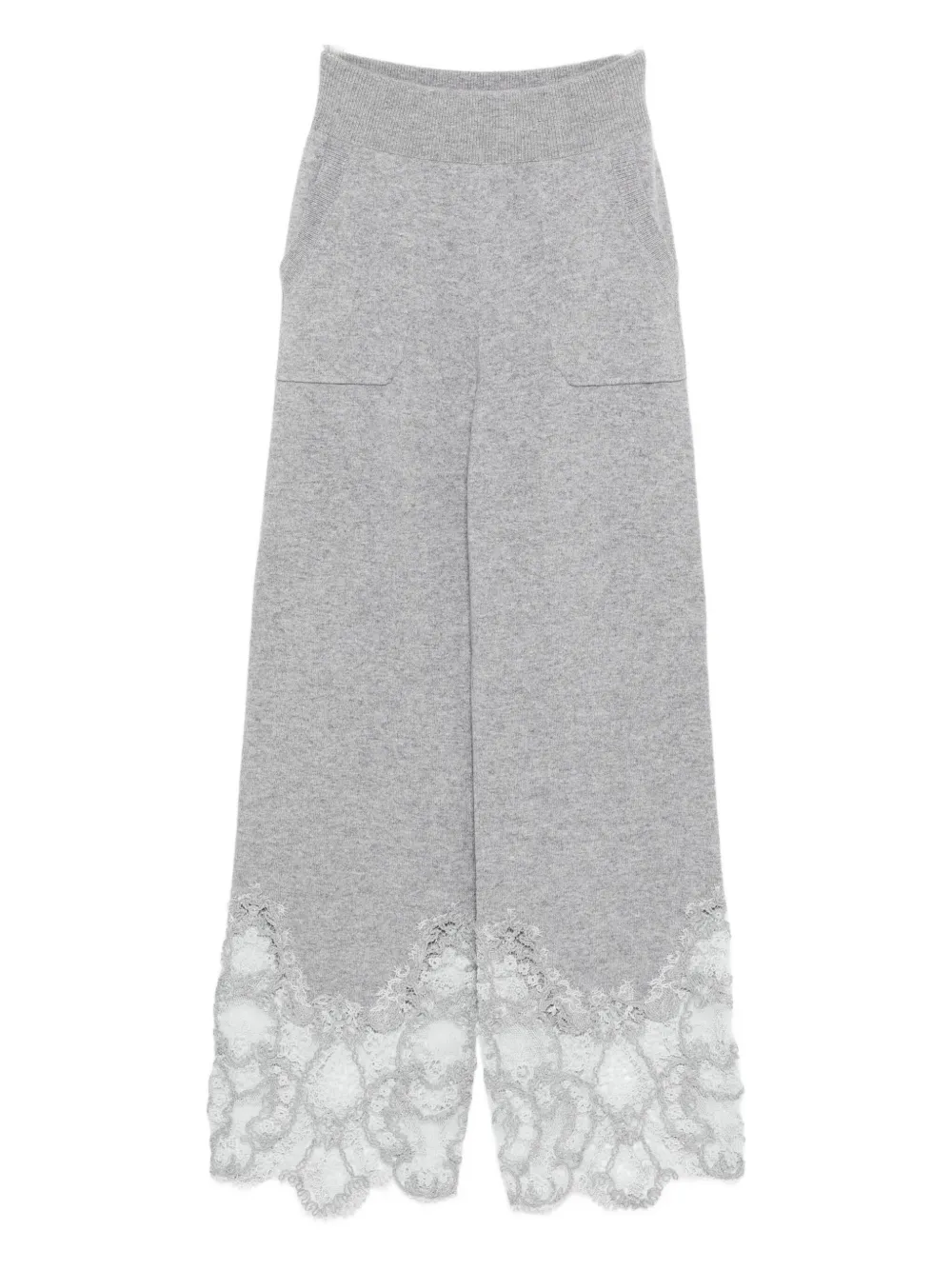 

Кашемировые брюки с кружевной отделкой Ermanno Scervino, серый