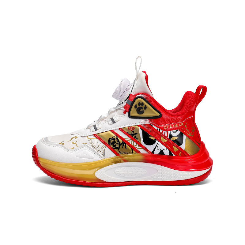 

Баскетбольные кроссовки детские, нескользящие, амортизирующие, износостойкие, водостойкие Izumi Chiryū, белый/красный