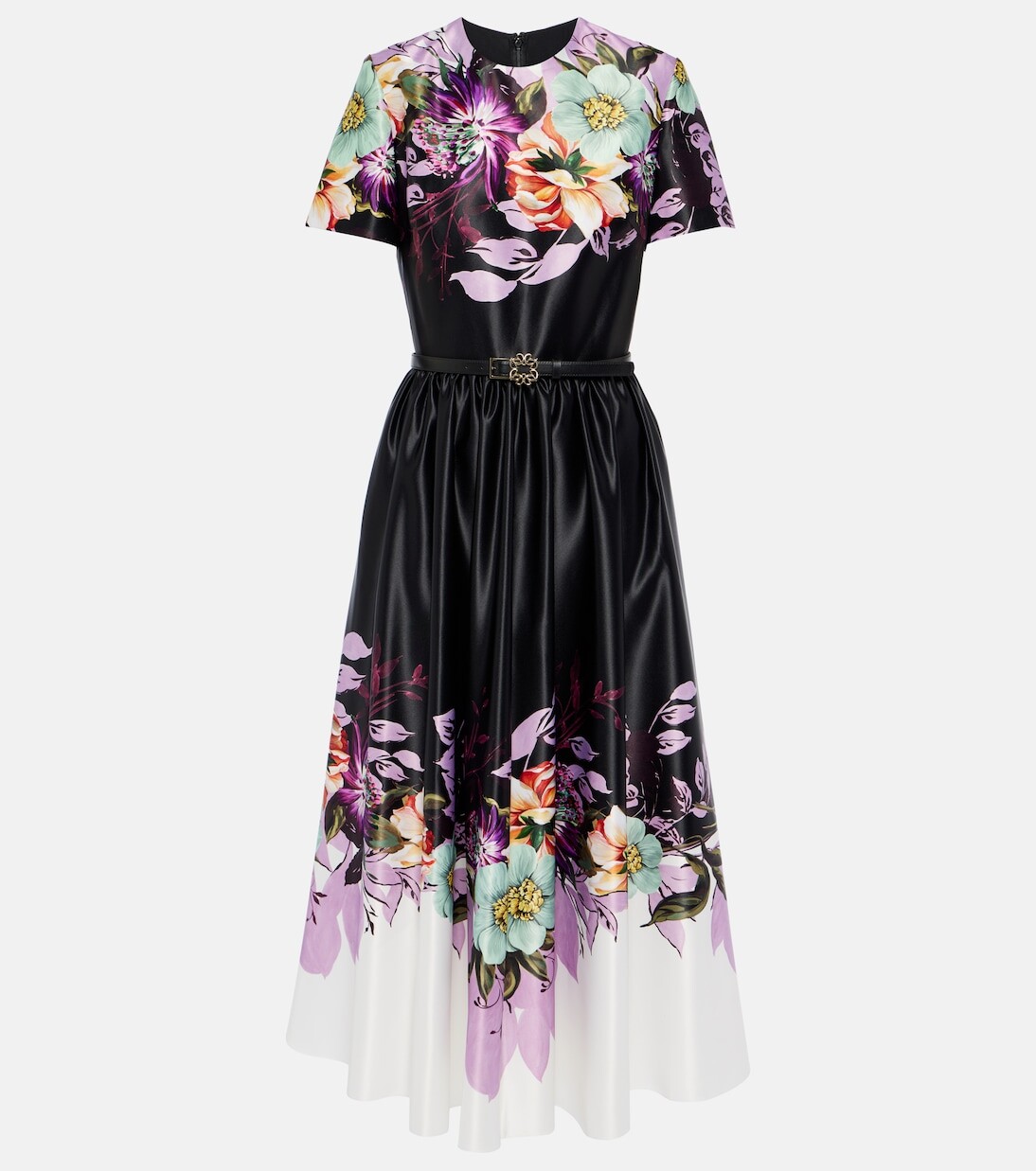 

Платье миди с цветочным принтом Elie Saab, мультиколор