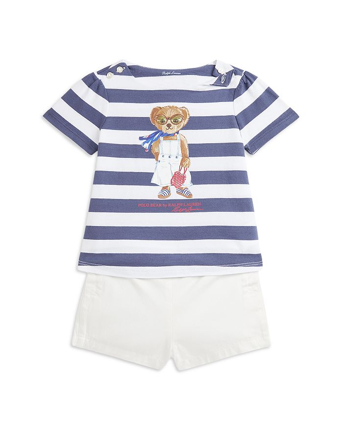 

Детский комплект из хлопковой футболки и шорт в клетку Polo Bear - Baby Ralph Lauren, мультиколор