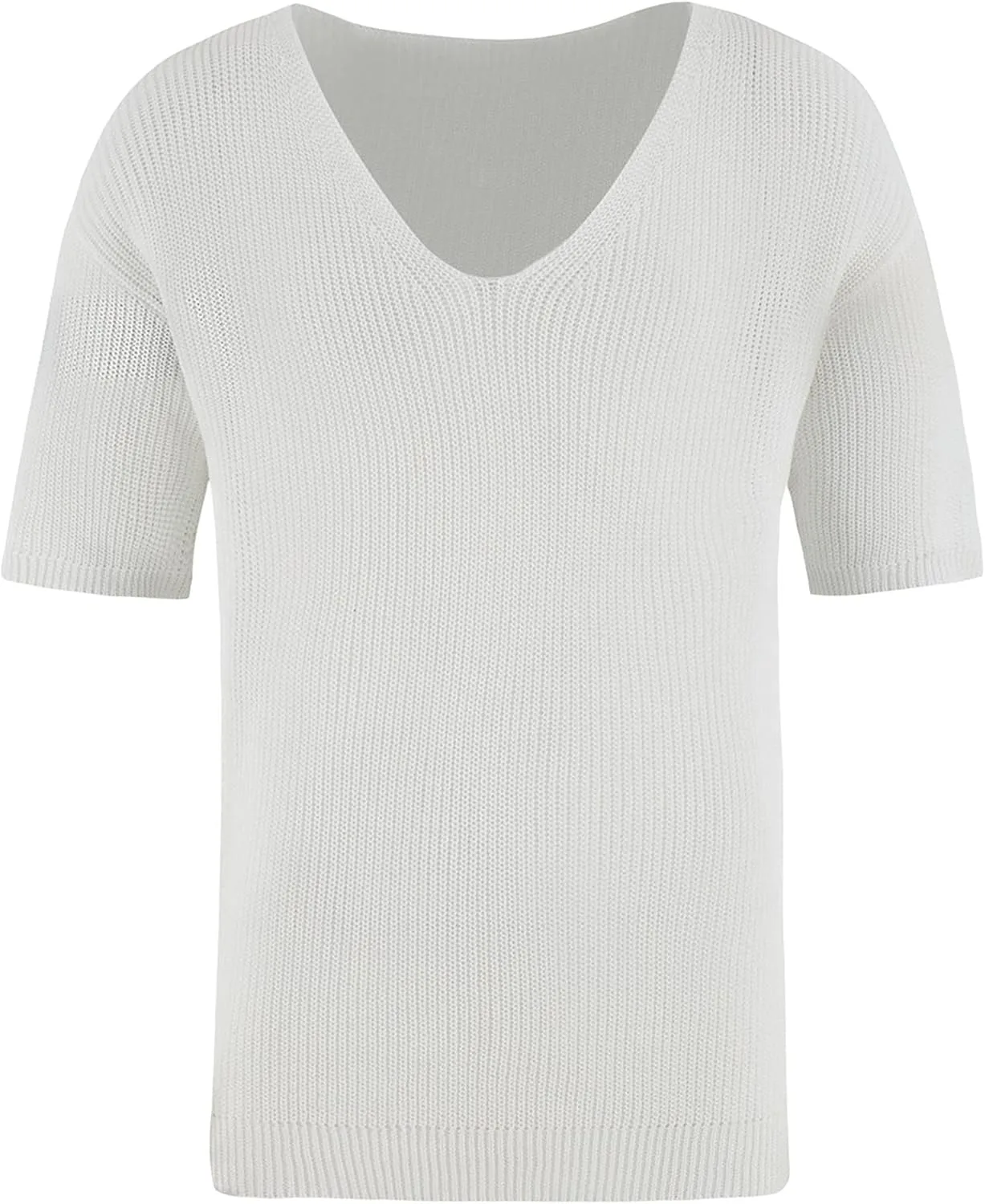 

JEsilunmaMY мужская повседневная футболка V-образным вырезом, вязаная, легкая, с коротким рукавом