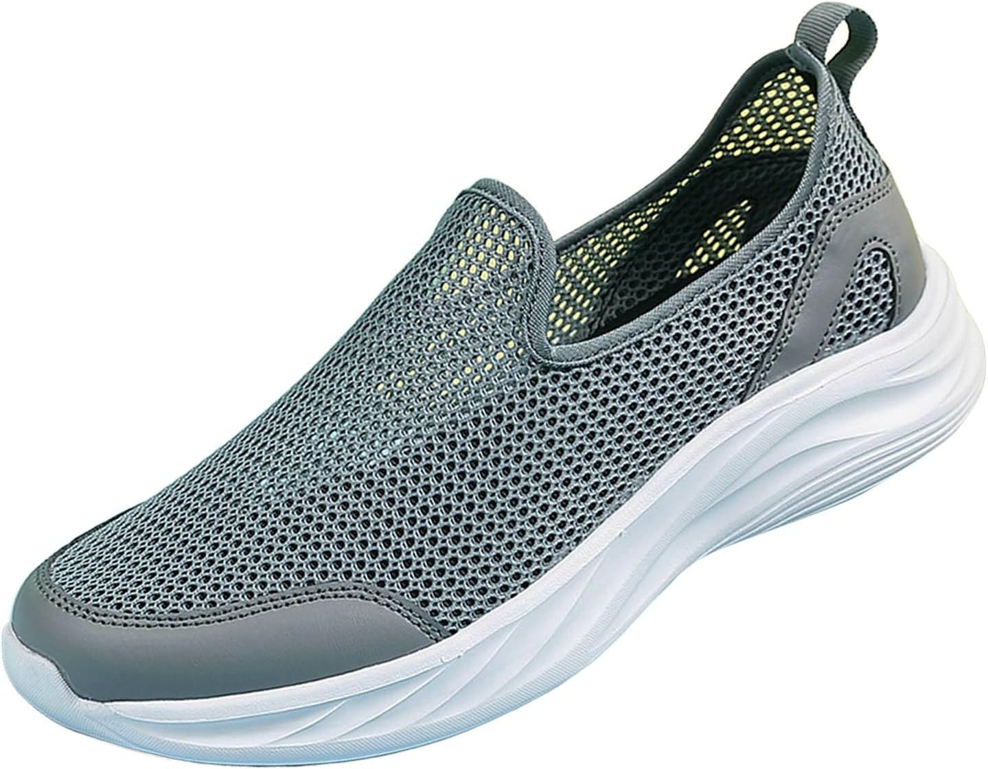 

Мужские сетчатые туфли Нескользящие легкие прогулочные туфли Слипоны с вырезами Широкая посадка Дышащие кроссовки Generic, темно-серый