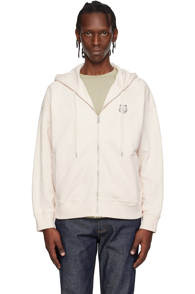 

Maison Kitsuné Толстовка оверсайз с застежкой-молнией и изображением головы розовой лисы