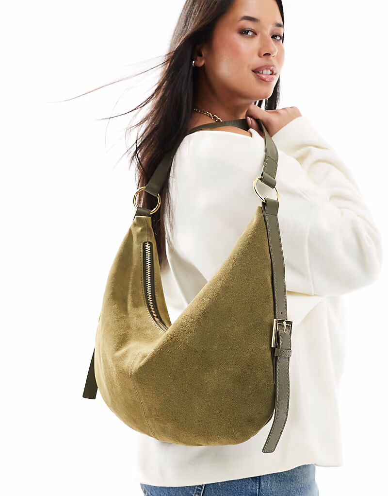 

Замшевая сумка через плечо ASOS DESIGN цвета лесной зеленый