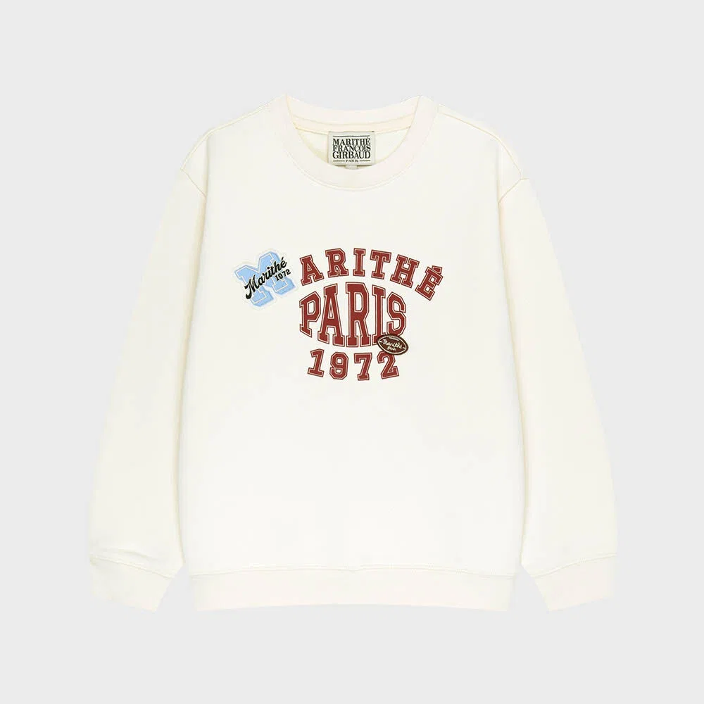 Детский свитшот с графическим логотипом и нашивкой айвори от Marithé Kids — фото 2