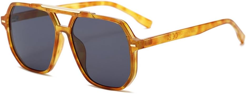 

Солнцезащитные очки UV400 с двойной перемычкой и градиентными заклепками для женщин и мужчин, для бега и занятий спортом на открытом воздухе UYPTK, Yellow Leopard Black