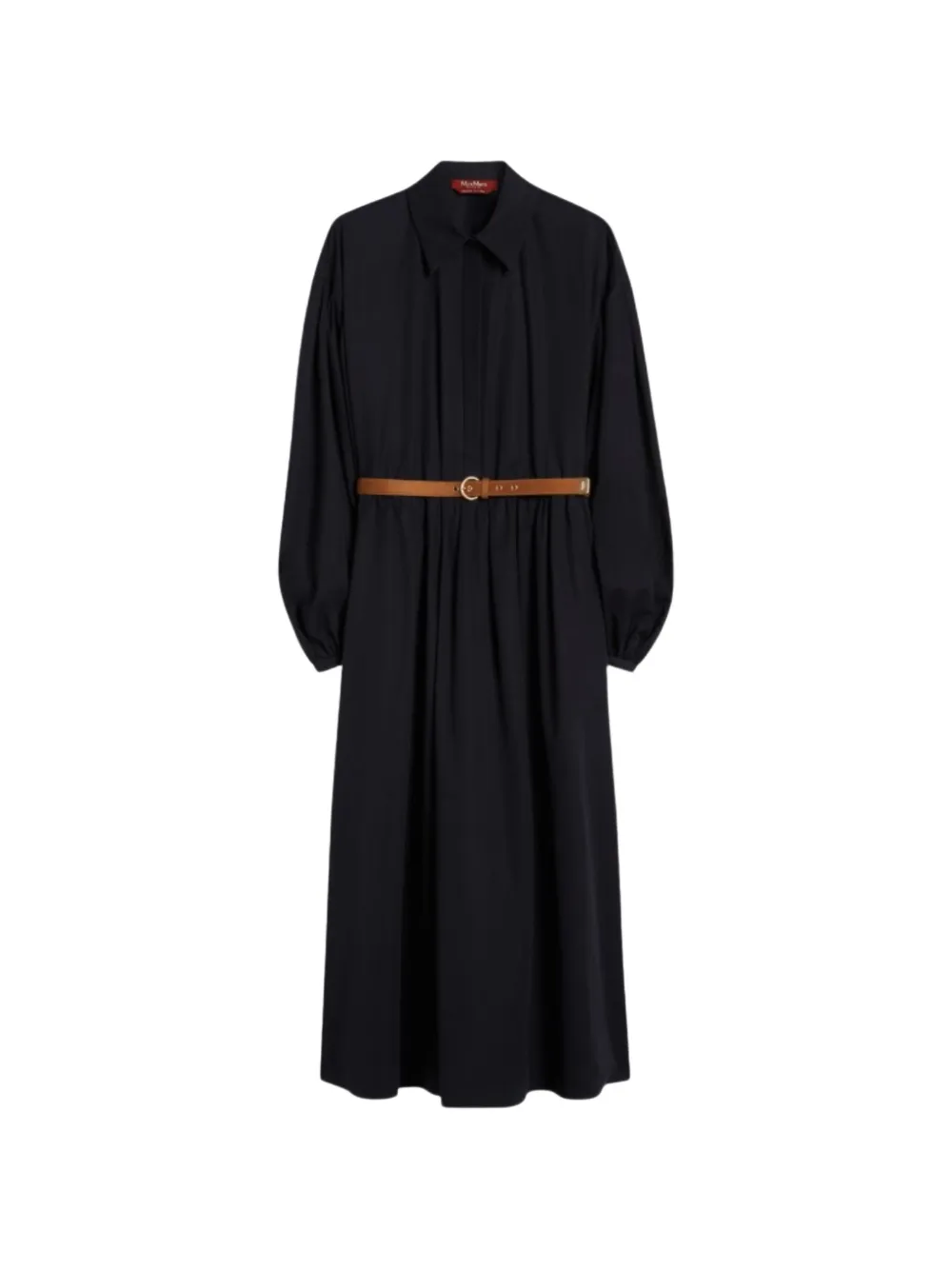 

Платье с рукавами-буфами и поясом Max Mara, синий