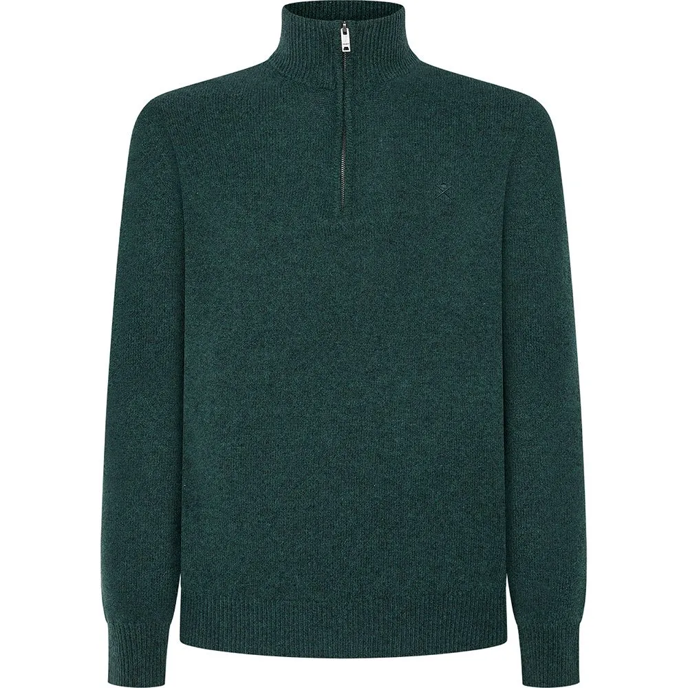 

Свитер Hackett Lambswool half zip, зеленый