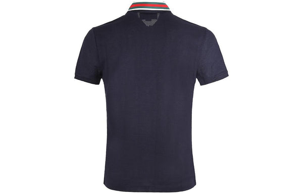 Футболка stripe short sleeve polo shirts 'navy blue' Gucci, синий — фото 2