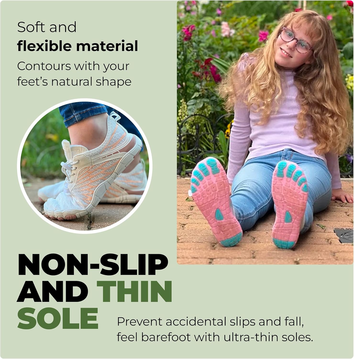 Детская обувь для походов Hike Footwear HF Barefoot - гибкие, легкие, с нулевым перепадом хода кроссовки для ходьбы и бега, минималистичные кроссовки для мальчиков и девочек, широкая посадка, быстро сохнущие, для спорта и повседневной носки, бел... — фото 3