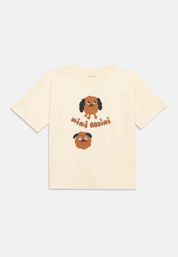 Футболка унисекс с принтом "собачки" Mini Rodini, Off-White