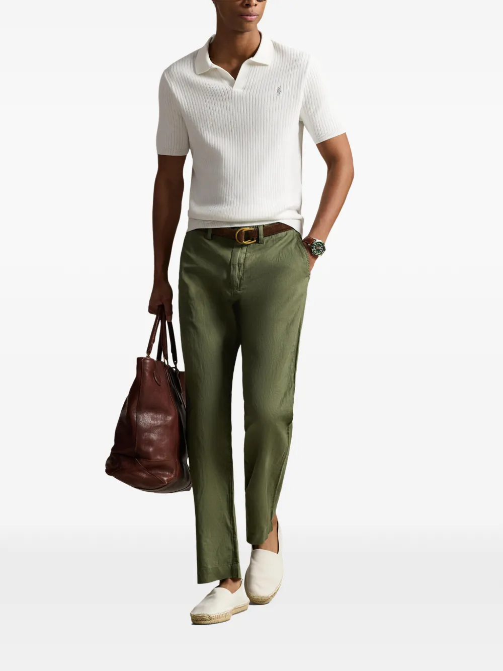Брюки с вышитым логотипом Polo Ralph Lauren, зеленый — фото 2