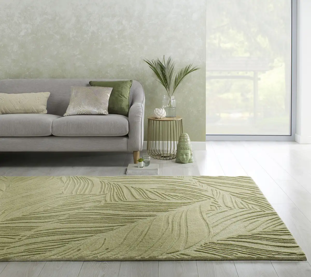 

FLAIR RUGS шерстяной ковер "LINO LEAF", прямоугольный, эффект high-low 120х170 см, зеленый