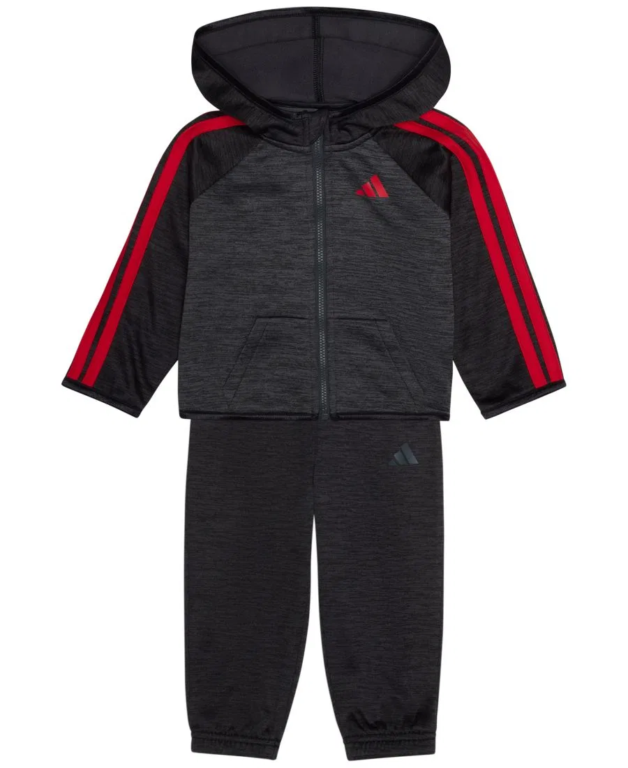 Комплект из худи и джоггеров с флисом, с длинным рукавом adidas, Black/Red/Oxford — фото 3