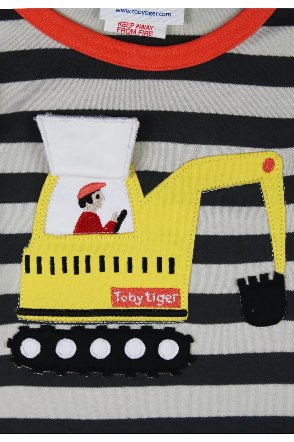 Детская футболка с аппликацией Digger с длинным рукавом Toby Tiger, Grey — фото 3